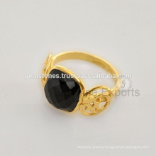 Latest Design Vermeil Gold Plated Black Onyx Gemstone Bezel Rings Wholesale Supplier